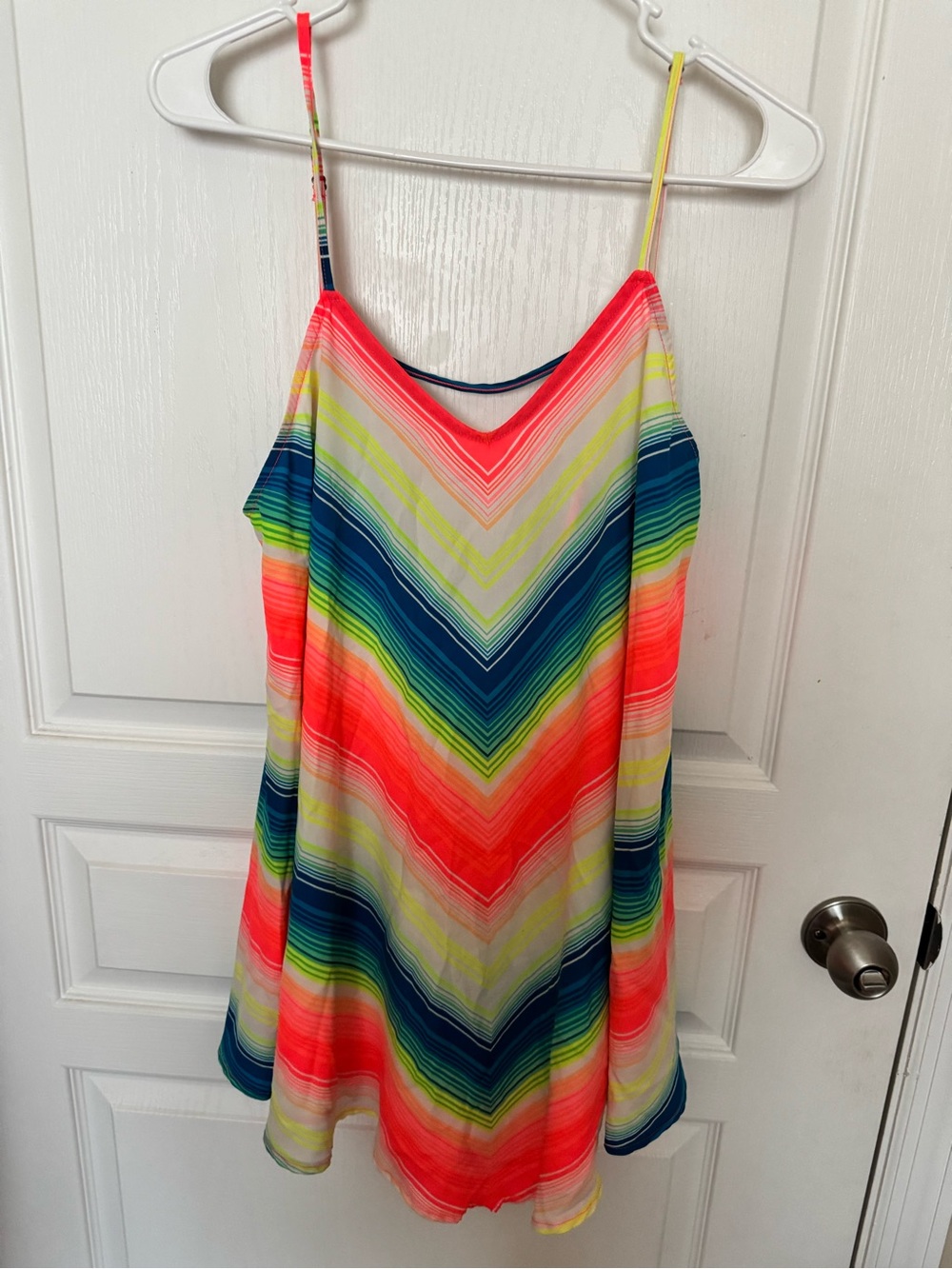 Xhilaration Teal, Lime & Coral Chevron Tank